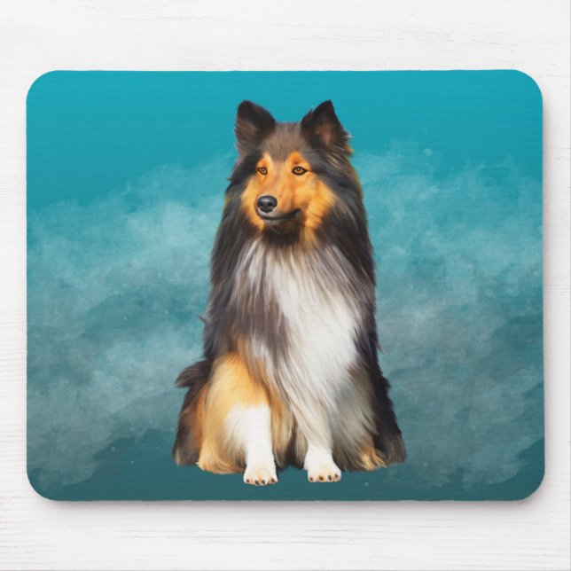 Alfombrilla De Ratón Retrato artístico Sheltie Shetland Sheepdog (Frente)