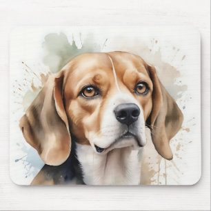 Alfombrilla De Ratón Retrato Beagle de color de agua suave con líquido