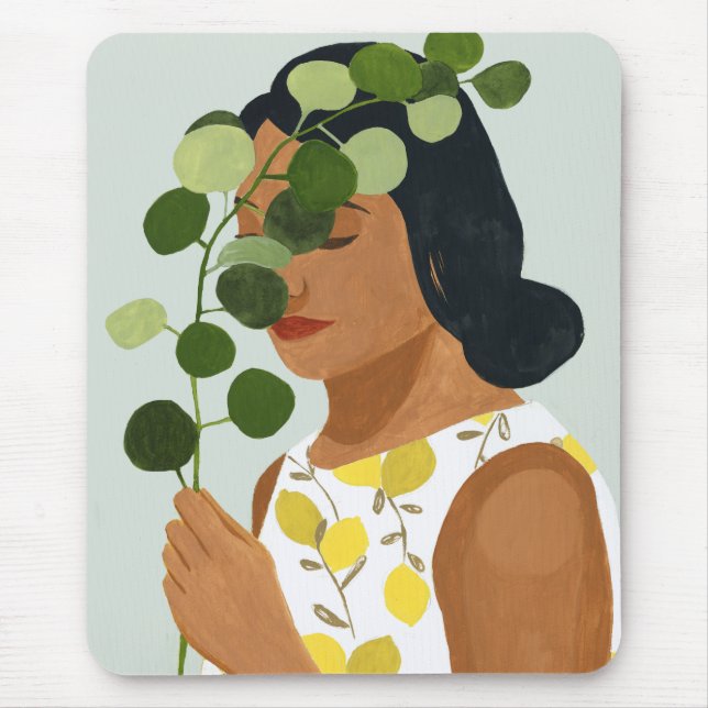 Alfombrilla De Ratón Retrato botánico - Mujer con vegetación (Frente)