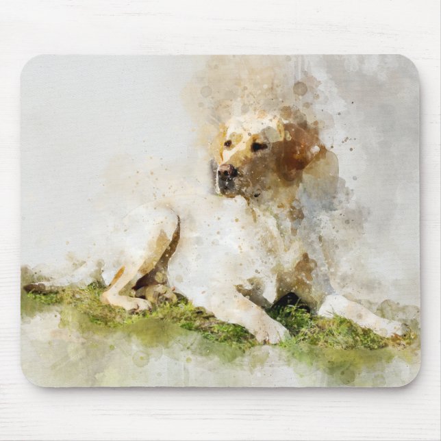 Alfombrilla De Ratón Retrato de acuarela de perro recuperador de labrad (Frente)