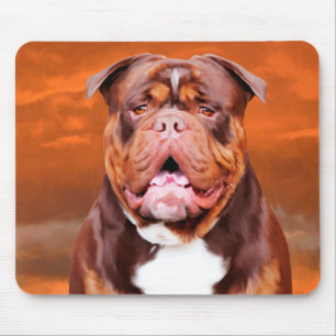 Alfombrilla De Ratón Retrato de arte acuarela de bulldog