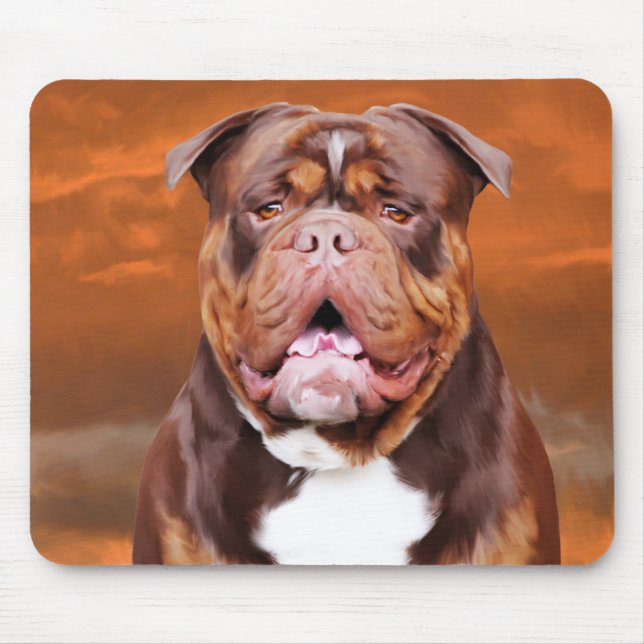 Alfombrilla De Ratón Retrato de arte acuarela de bulldog (Frente)