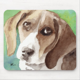 Alfombrilla De Ratón retrato de Beagle en acuarela