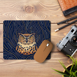 Alfombrilla De Ratón Retrato de búho zodiaco | Owl Mousepad dibujado a 