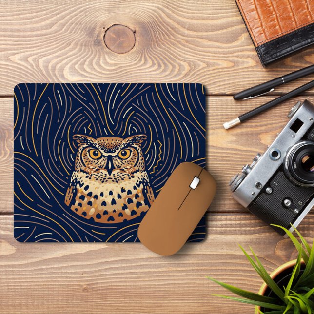 Alfombrilla De Ratón Retrato de búho zodiaco | Owl Mousepad dibujado a  (Subido por el creador)