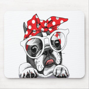 Alfombrilla De Ratón Retrato De Bulldog Francés En La Cabeza