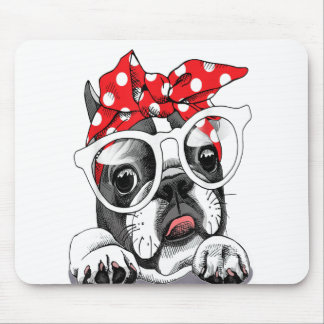 Alfombrilla De Ratón Retrato De Bulldog Francés En La Cabeza