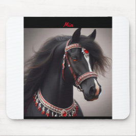 Alfombrilla De Ratón Retrato de caballo árabe negro