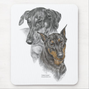 Alfombrilla De Ratón Retrato de dos dobermanes