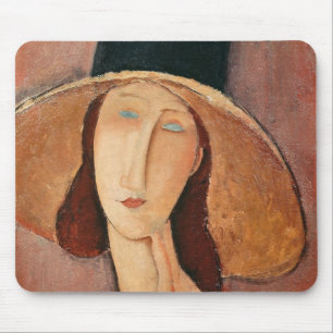 Alfombrilla De Ratón Retrato de Jeanne Hebuterne en un gorra grande