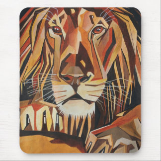 Alfombrilla De Ratón Retrato De León En Estilo De Arte Geométrico