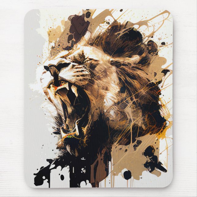 Alfombrilla De Ratón Retrato de leones pintura animal montaña de vida s (Frente)