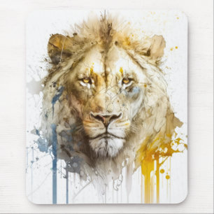 Alfombrilla De Ratón Retrato de leones pintura animal montaña de vida s