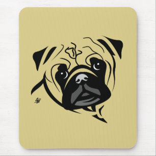 Alfombrilla De Ratón Retrato de línea de Pug