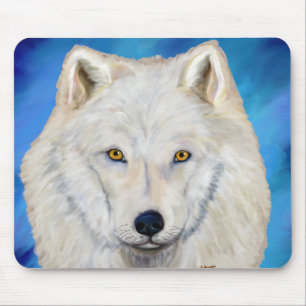 Alfombrilla De Ratón Retrato de Lobo Blanco