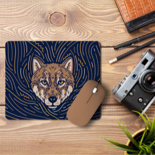 Alfombrilla De Ratón Retrato de lobo zodiaco Wolf Mousepad dibujado a