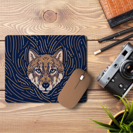 Alfombrilla De Ratón Retrato de lobo zodiaco | Wolf Mousepad dibujado a