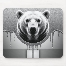Alfombrilla De Ratón Retrato de oso polar con efecto de goteo metálico
