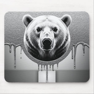Alfombrilla De Ratón Retrato de oso polar con efecto de goteo metálico 