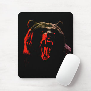 Alfombrilla De Ratón Retrato de Oso Salvaje Oscuro con Iluminación Dram