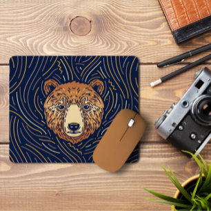 Alfombrilla De Ratón Retrato de oso Zodiac   Bear Mousepad dibujado a m