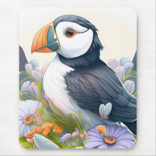 Alfombrilla De Ratón Retrato de pájaro de Puffin pintura animal vida si
