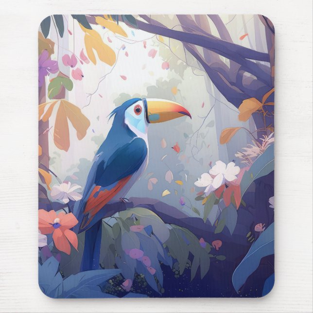 Alfombrilla De Ratón Retrato de pájaro de Toucan Animal Pintura de vida (Frente)