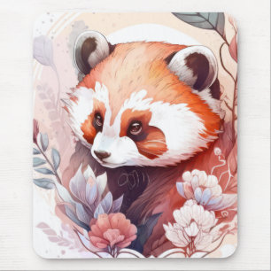 Alfombrilla De Ratón Retrato de Panda Rojo Pintura de Animales Silvestr