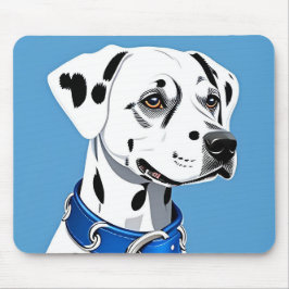 Alfombrilla De Ratón Retrato de Perro Dálmata con Collar Azul