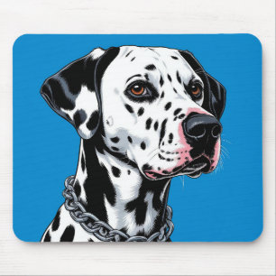 Alfombrilla De Ratón Retrato de perro dálmata sobre fondo azul