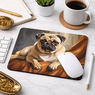 Alfombrilla De Ratón Retrato de Perro Pug Clásico Arte de Mascota Reali