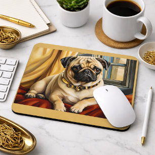 Alfombrilla De Ratón Retrato de Perro Pug Regalos para Dueños de Pug