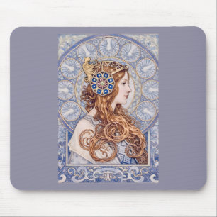 Alfombrilla De Ratón Retrato de Reina Art Nouveau