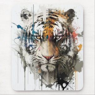 Alfombrilla De Ratón Retrato de tigres pintura animal vida silvestre al