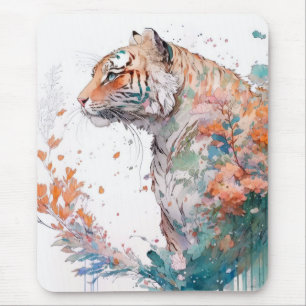 Alfombrilla De Ratón Retrato de tigres pintura animal vida silvestre al