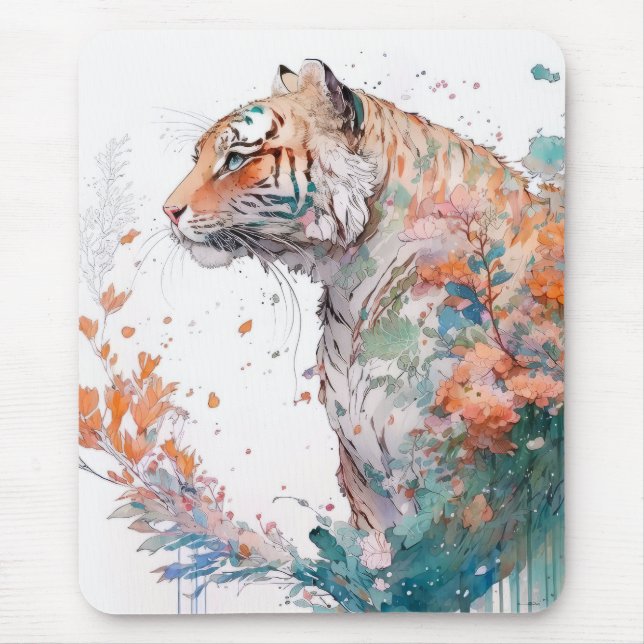 Alfombrilla De Ratón Retrato de tigres pintura animal vida silvestre al (Frente)