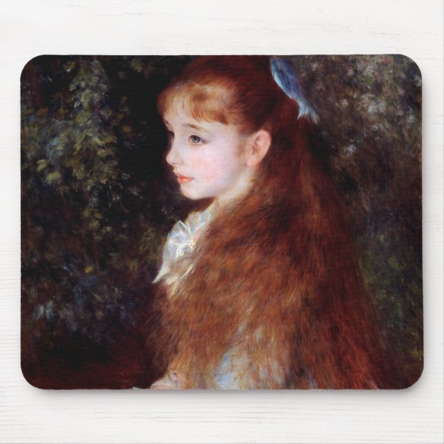 Alfombrilla De Ratón Retrato de un Chica con cinta azul, renoir (Frente)