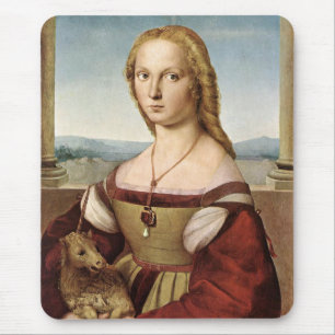 Alfombrilla De Ratón Retrato de una dama con unicornio (de Raphael)