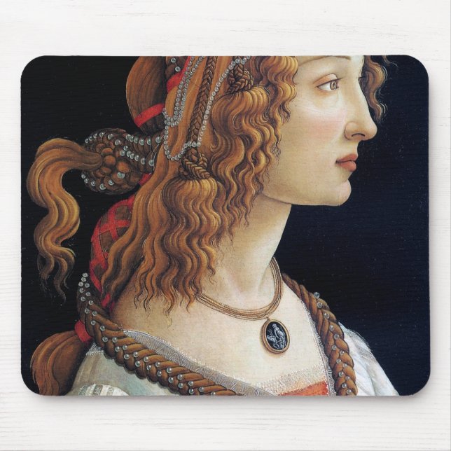 Alfombrilla De Ratón Retrato de una dama, Sandro Botticelli (Frente)