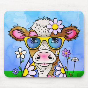 Alfombrilla De Ratón Retrato de Vaca Doodle