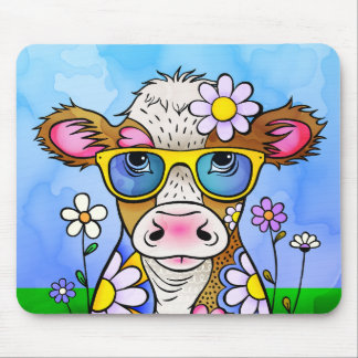 Alfombrilla De Ratón Retrato de Vaca Doodle