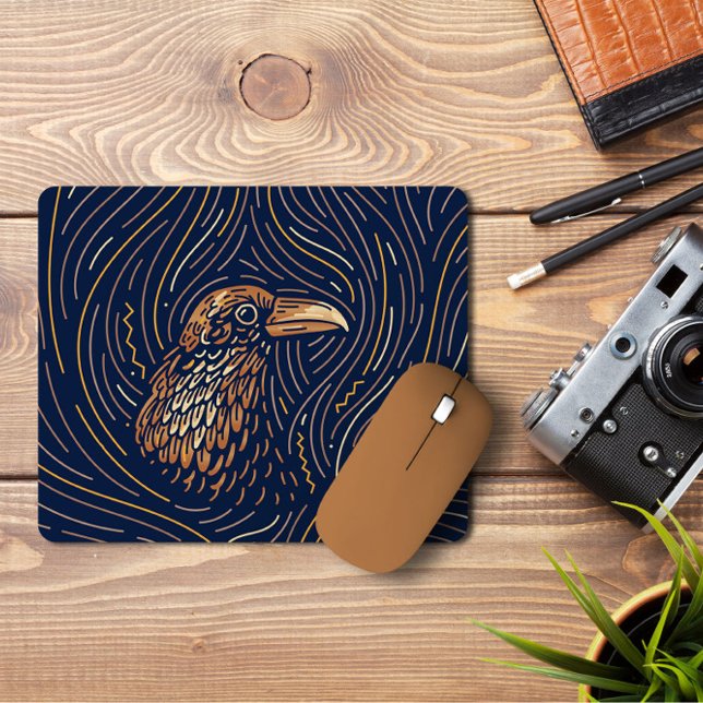 Alfombrilla De Ratón Retrato de Zodiac Raven | Raven Mousepad dibujado  (Subido por el creador)