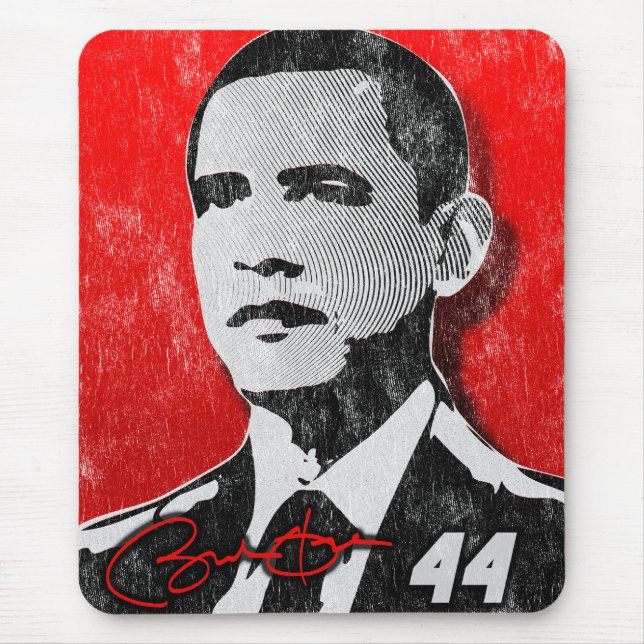 Alfombrilla De Ratón Retrato del rojo de Barack Obama (Frente)