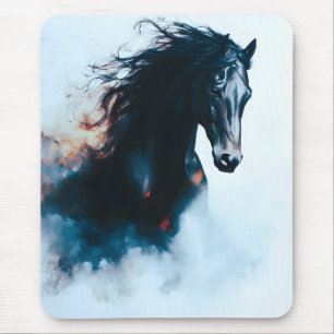 Alfombrilla De Ratón Retrato minimalista de caballo negro de carreras