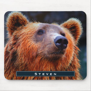 Alfombrilla De Ratón Retrato personalizado de oso marrón de vida silves