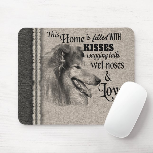 Alfombrilla De Ratón Retrato pintado de Collie cita linda (Con ratón)
