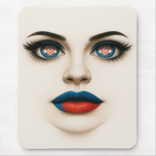 Alfombrilla De Ratón Retrato pop croata de belleza y ojos y levas