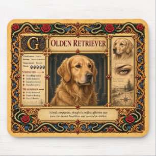 Alfombrilla De Ratón Retriever Dorado, Arte de Bestiario Medieval