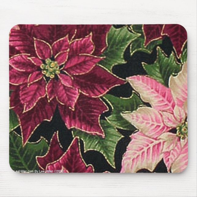 Alfombrilla De Ratón Retro 50 Poinsettia Borgoña Rosa (Frente)