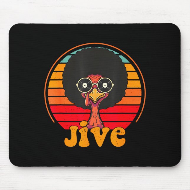 Alfombrilla De Ratón Retro 70s Turkey Jive Afro Thanksgiving Family Men (Frente)